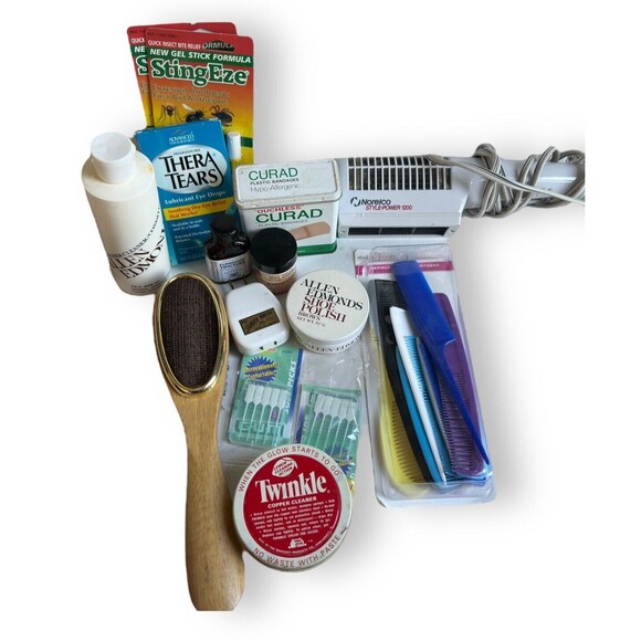 Contents Of Vintage Bathroom Medicine Cabinet Bottles Tins Etc. Staging Props - Picture 9 of 9